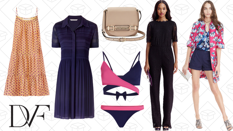 Baylee Cotton Voile Tank Dress, $104 | Polina Pleated Chiffon Shirt Dress, $174 | Iggy Leather Saddle Bag, $146 | Malibu Bikini Top and Bottom, $69-$83 | Kendra Lace Open Back Jumpsuit, $279 | Gillian Textured Cotton Short, $87